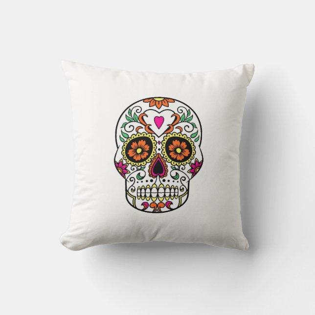 Coussin Jour de la mort crâne de sucre classique Halloween (Recto)