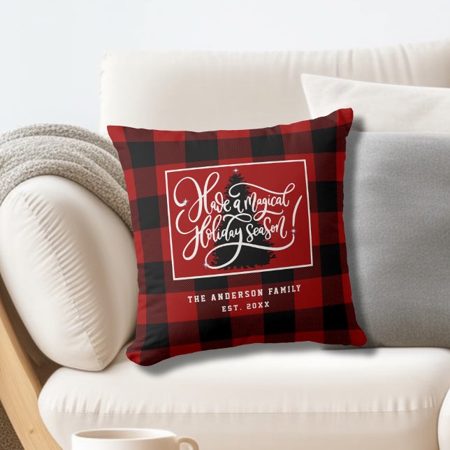 Coussin Jour de Noël de Buffalo Rouge moderne (Créateur téléchargé)