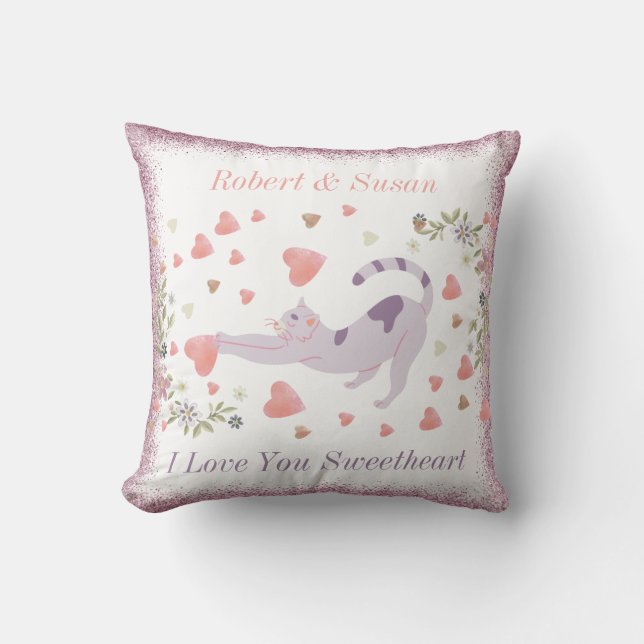 Coussin Jour de Valentines Couple Couple Coeurs mignons (Recto)