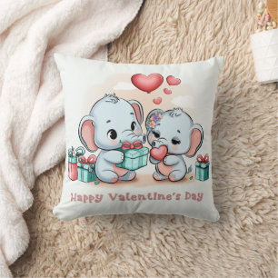 Coussin Jour des Valentines du Coeur de l'Eléphant Cartoon