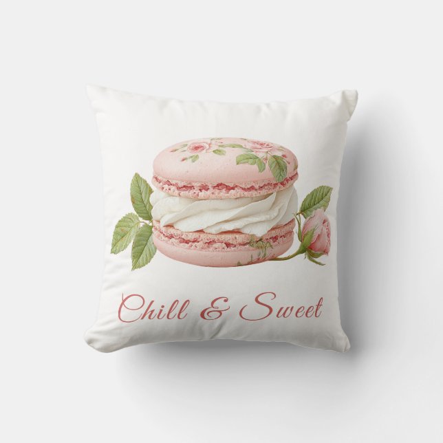 Coussin Jour du Sandwich de Crème Glacée à la Rose Aquarel (Recto)