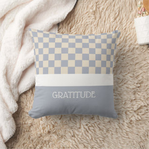 Coussin Journal à carreaux de gratitude