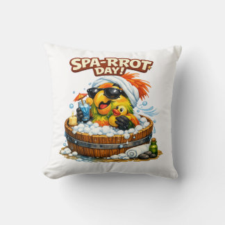 Coussin Journée au spa drôle Perroquet Spa Relax Design