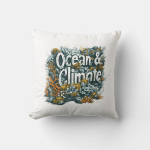 Coussin Journée des océans - Océan et climat Texte avec co