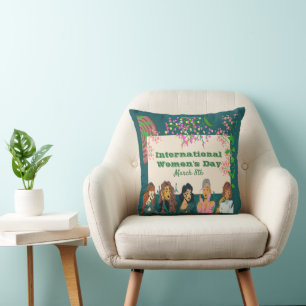 Coussin Journée internationale de la femme 8 mars Floral