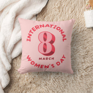 Coussin Journée internationale de la femme rose 8 mars