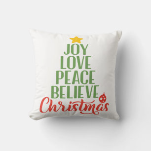 Coussin Joy Love Paix Croyez Noël Jeu d'oreiller