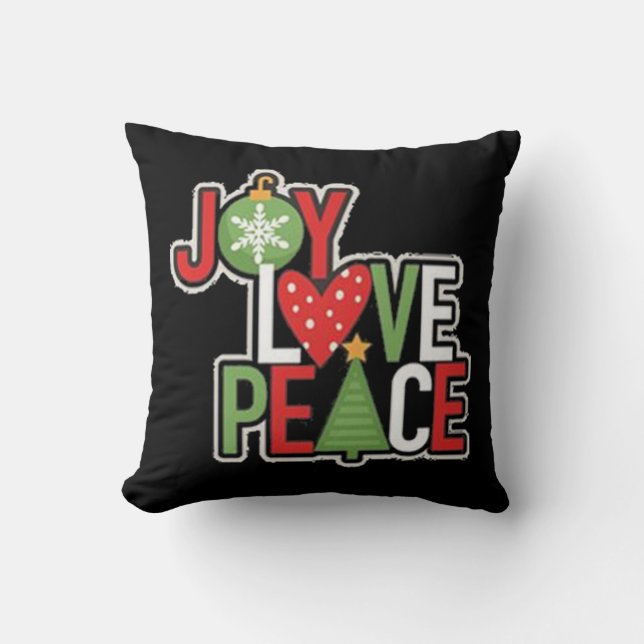 Coussin Joy Love Peace Christmas Festive Vacances plaisant (Recto)
