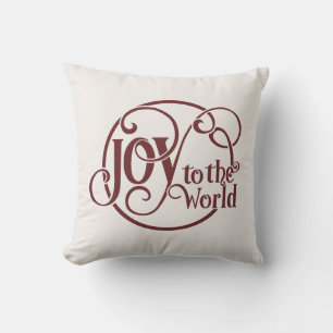 Coussin Joy to the World écrit à la main Noël