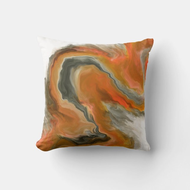 Coussin Joyau gris-noir orange Tonage d'art fluide Peintur (Recto)