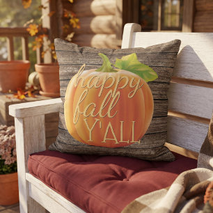 Coussin Joyeuse Automne à Tous Motif de Citrouille Orange 