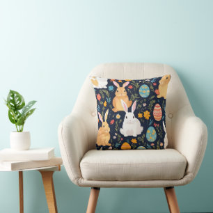 Coussin Joyeuse collection de lapins de saumons de Pâques