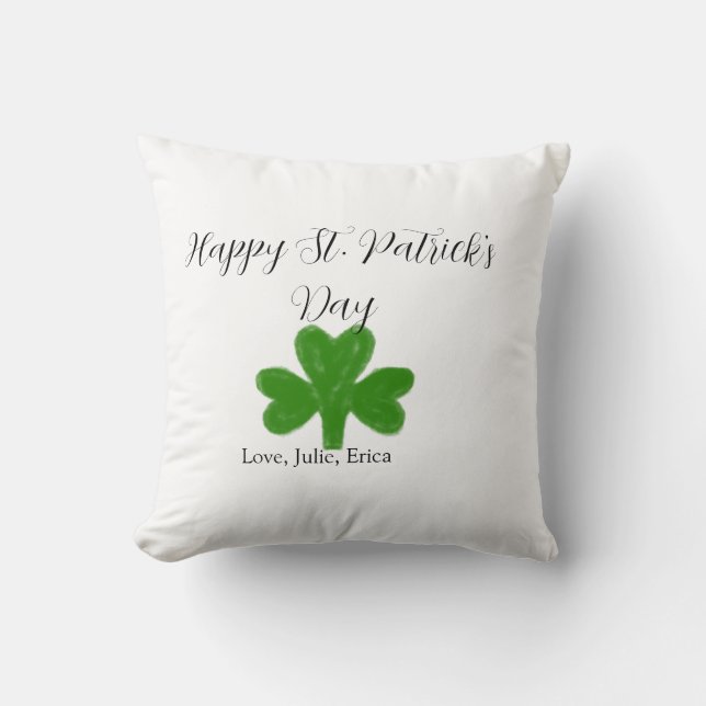 Coussin Joyeuse fête de la Saint-Patrick trèfle vert nom  (Recto)