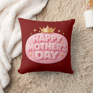 Coussin Joyeuse Fête des Mères Couronne Bulle Fonte
