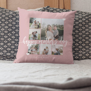 Coussin Joyeuse fête des Mères script photo collage rose
