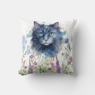 Coussin Joyeuse Journée internationale du chat aquarelle f