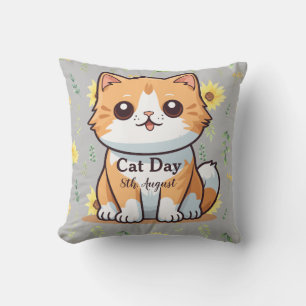 Coussin Joyeuse Journée internationale du chat Orange Sunf