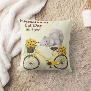 Coussin Joyeuse Journée internationale du chat Orange Sunf