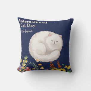 Coussin Joyeuse Journée internationale du chat Orange Sunf