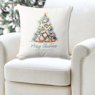 Coussin Joyeuse plage d'arbre de Noël