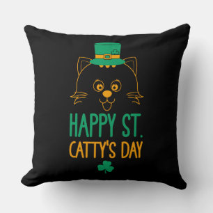 Coussin Joyeuse Saint-Catty's Day - Cute Cat Leprechaun