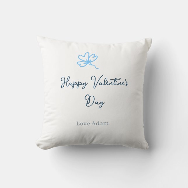 Coussin Joyeuse Saint-Valentin bleue fleur nom rustique am (Recto)
