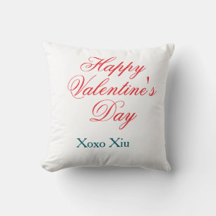 Coussin Joyeuse Saint-Valentin rouge bleu xoxo amour nom