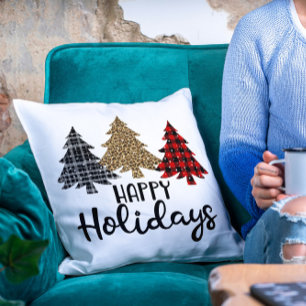 Coussin Joyeuses fêtes Jouées arbres de Noël