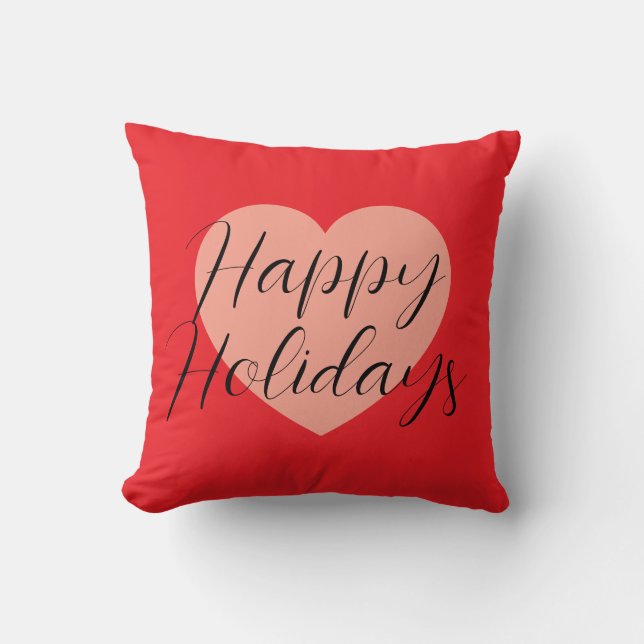 Coussin Joyeuses Fêtes Joyeux Noël Période de Vacances Cœu (Recto)