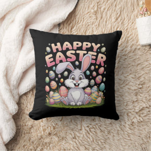 Coussin Joyeuses Pâques 2025  Œufs Lapin Mignon
