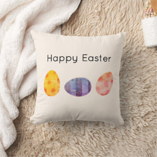 Coussin Joyeuses Pâques Œufs Pastel Élégant Crème Douce