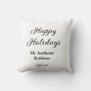 Coussin Joyeuses vacances ajouter nom date année simple mi