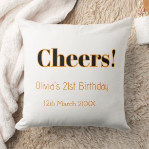 Coussin Joyeux 21e anniversaire ajoutez nom date simple mi