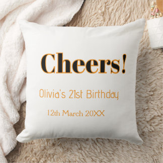 Coussin Joyeux 21e anniversaire ajoutez nom date simple mi