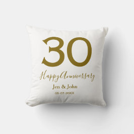 Coussin Joyeux 30e anniversaire nom date lettres dorées gr