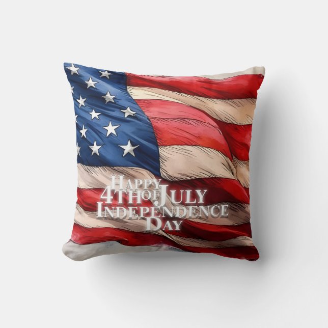 Coussin Joyeux 4 juillet - Fête de l'Indépendance (Recto)