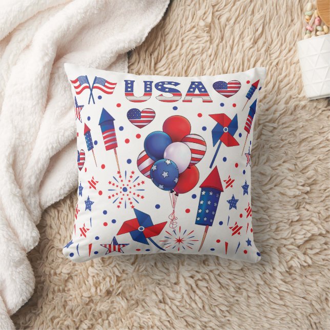 Coussin Joyeux 4 juillet Red Blue Cute Party (Couverture)