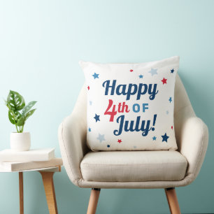 Coussin Joyeux 4 juillet rouge blanc et bleu patriotique