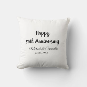 Coussin Joyeux 50e anniversaire ajoutez nom du couple date