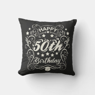 Coussin Joyeux 50e anniversaire décoratif.