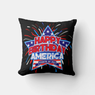 Coussin Joyeux anniversaire Amérique 4 juillet indépendanc
