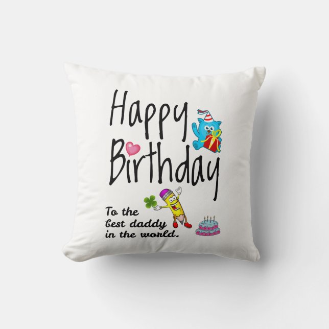 Coussin Joyeux anniversaire au meilleur papa du monde (Recto)