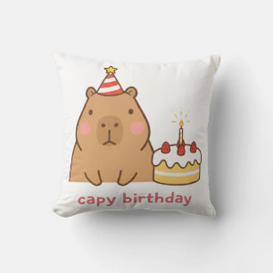 Coussin Joyeux Anniversaire Capy Fête Mignonne Capybara