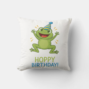 Coussin Joyeux Anniversaire Drôle Grenouille Enfants