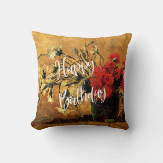Coussin Joyeux anniversaire, Jug aux oeillets rouges et bl
