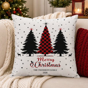 Coussin Joyeux Arbre de Noël Flocon de neige d'hiver