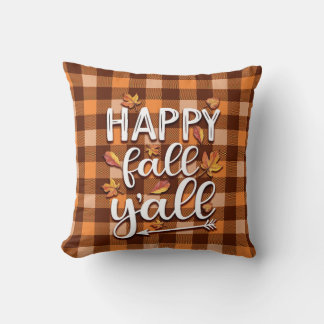 Coussin Joyeux Automne à Tous Plaid Orange