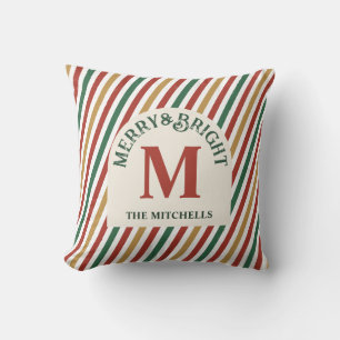 Coussin Joyeux Bright Retro rayures colorées Arc Noël