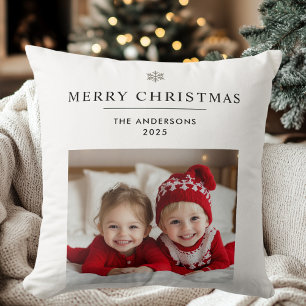 Coussin "Joyeux cadeau de Noël personnalisé avec photo