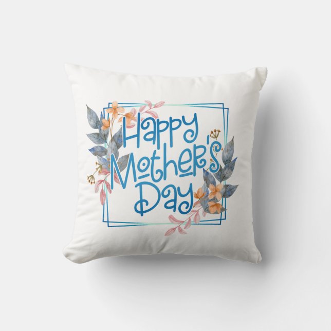 Coussin Joyeux cadre floral de la fête des mères| Lancer l (Recto)